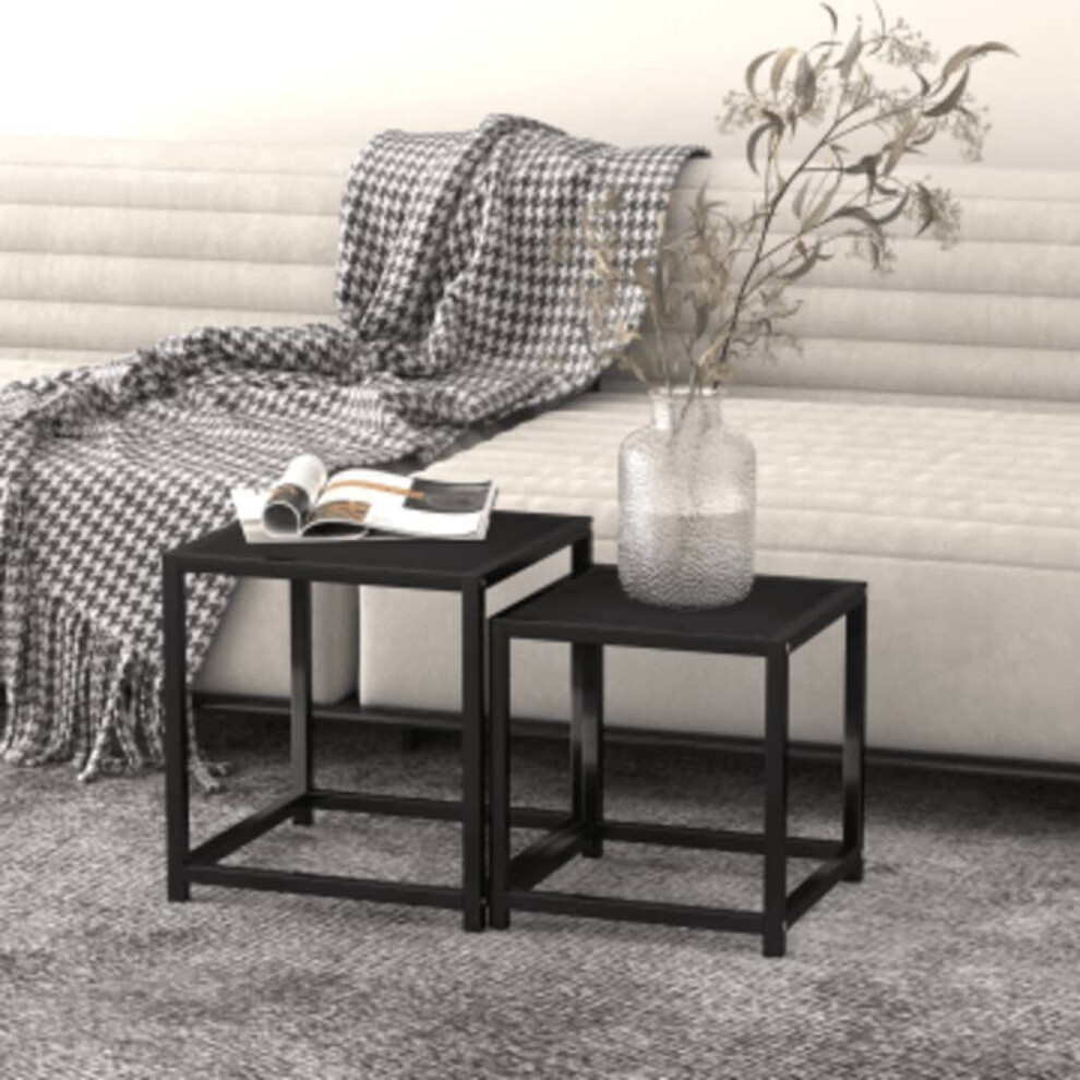 vidaXL 2x Tea Tables MDF Black Living Room Nesting Coffee Side Couch Table