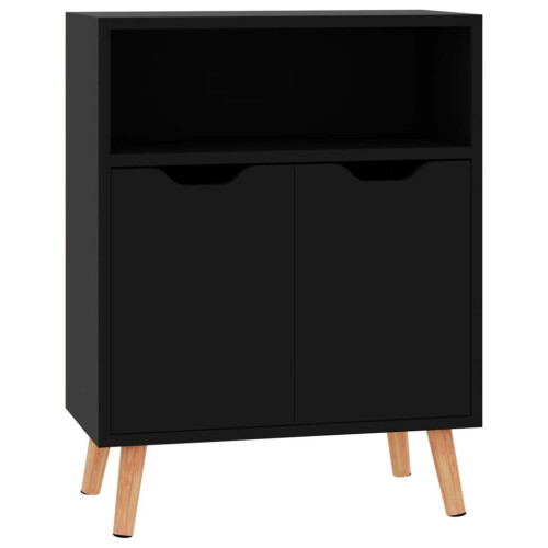 VidaXL vidaXL Sideboard High Gloss Black Engineered Wood Cupboard Storage Cabinet 1
