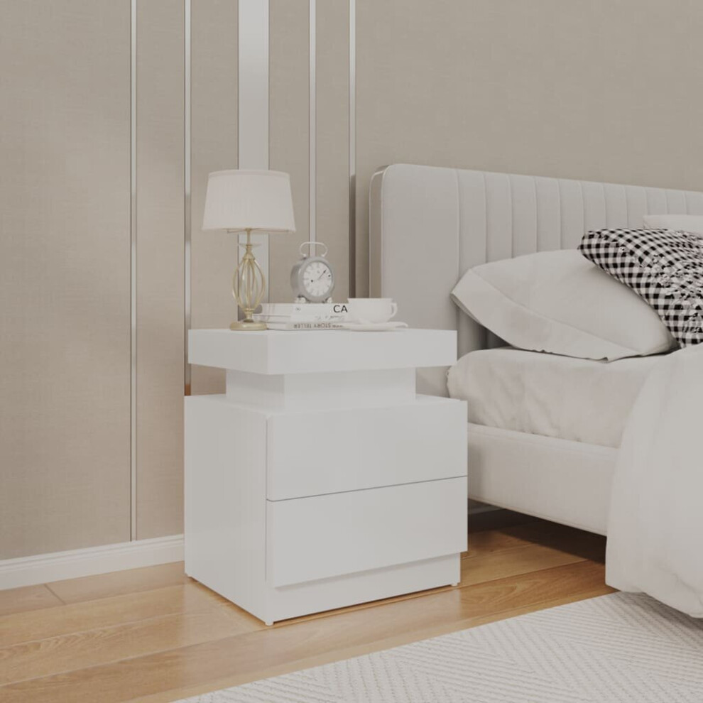 Vidaxl Bedside Cabinet High Gloss White Engineered Wood Bed Telephone Stand