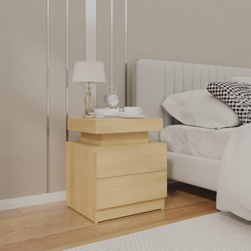 Vidaxl Bedside Cabinet Sonoma Oak Engineered Wood Bed Telephone Stand Table