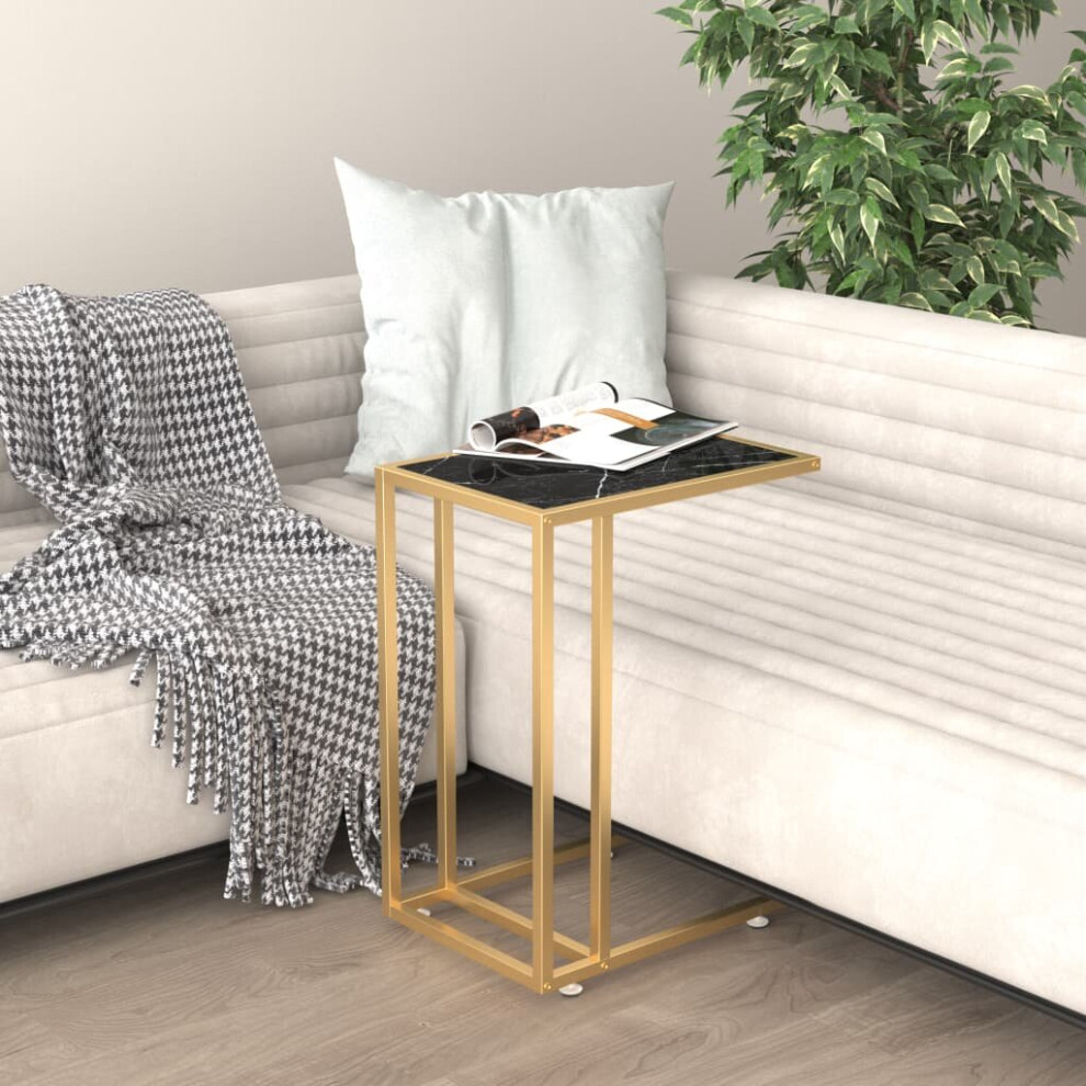 Vidaxl Computer Side Table Black Marble Tempered Glass Home Couch Coffee Table