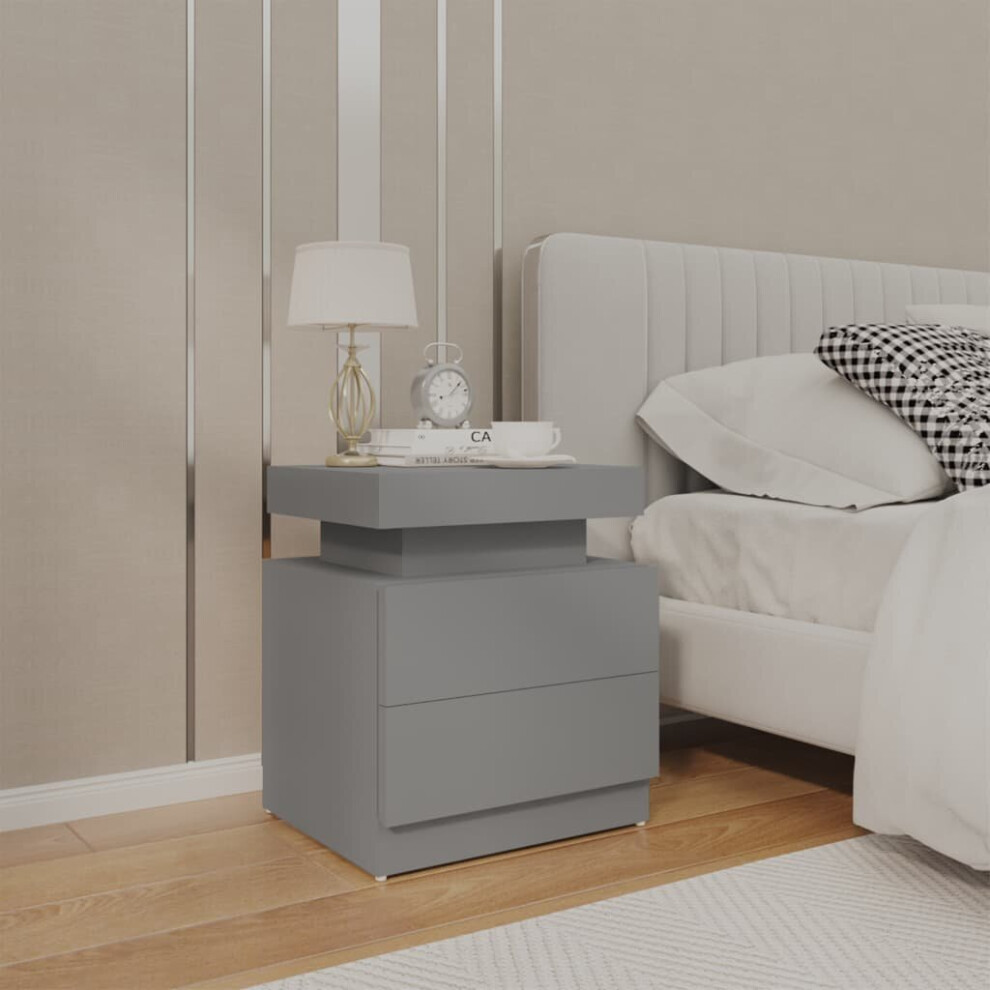 vidaXL Bedside Cabinet Grey Chipboard Telephone Stand Side Table Furniture