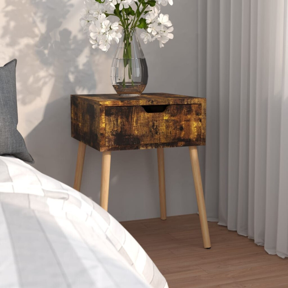 Vidaxl Bedside Cabinet Smoked Oak Engineered Wood Telephone Stand Side Table
