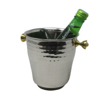 Mini Ice Bucket Hammered Stainless Steel Brass Handles