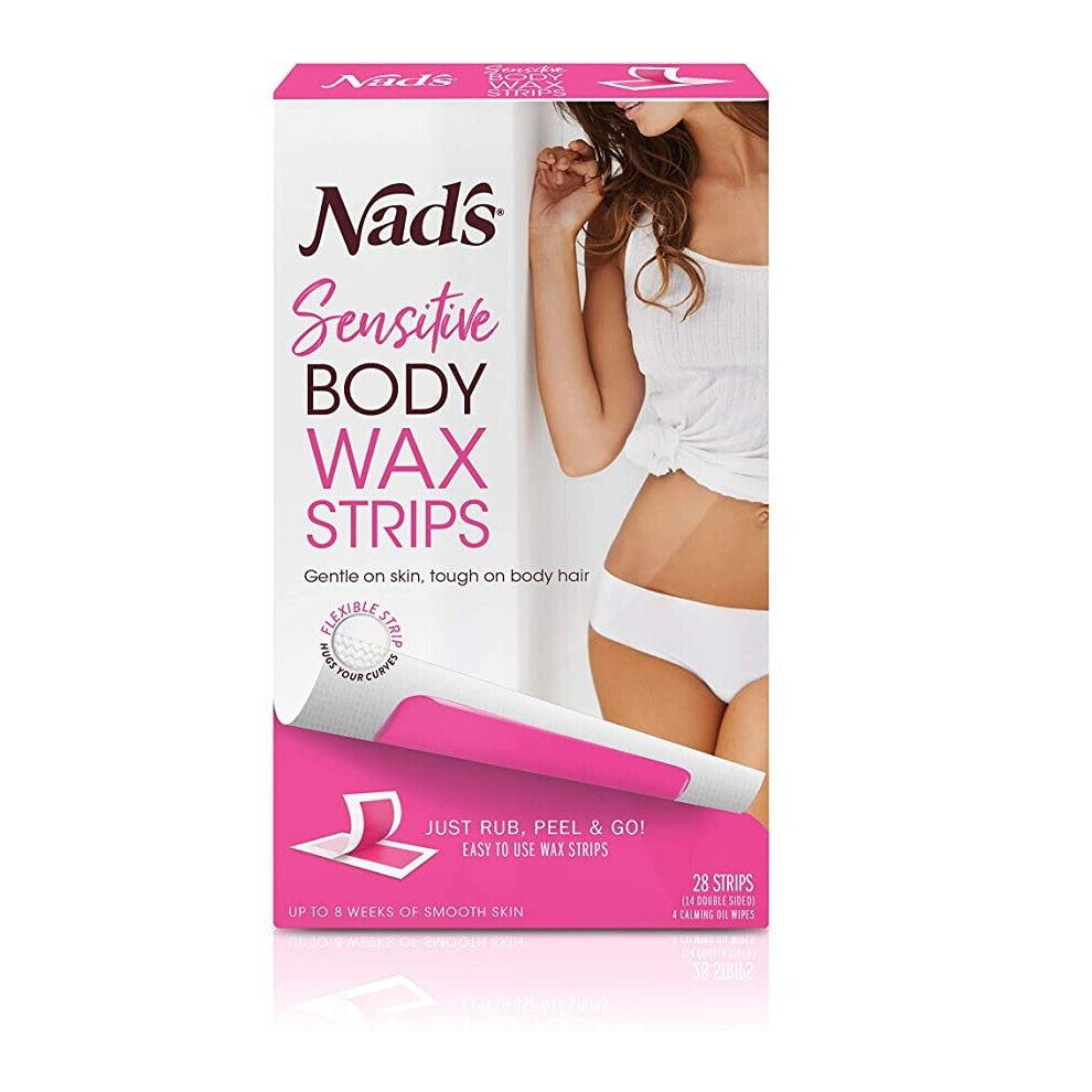 Nad's Hair Removal Body Wax Strips for Sensitive Skin, Pack of 28