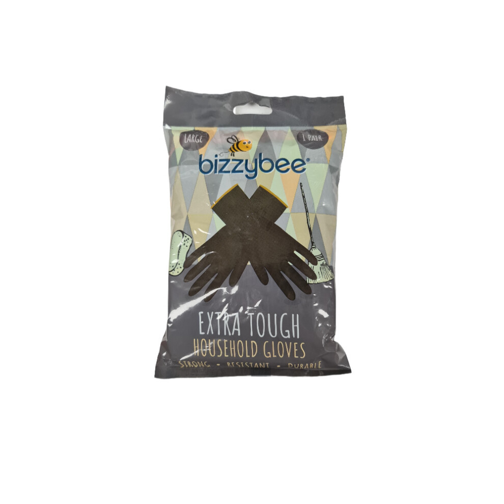 Bizzybee Ex Tough Glove Large 0997-L - Chemical-Resistant, Heavy-Duty Latex for Ovens & Drains, Ergonomic Fit with Cotton Lining-image-OPC-P6CS6K6-NEW