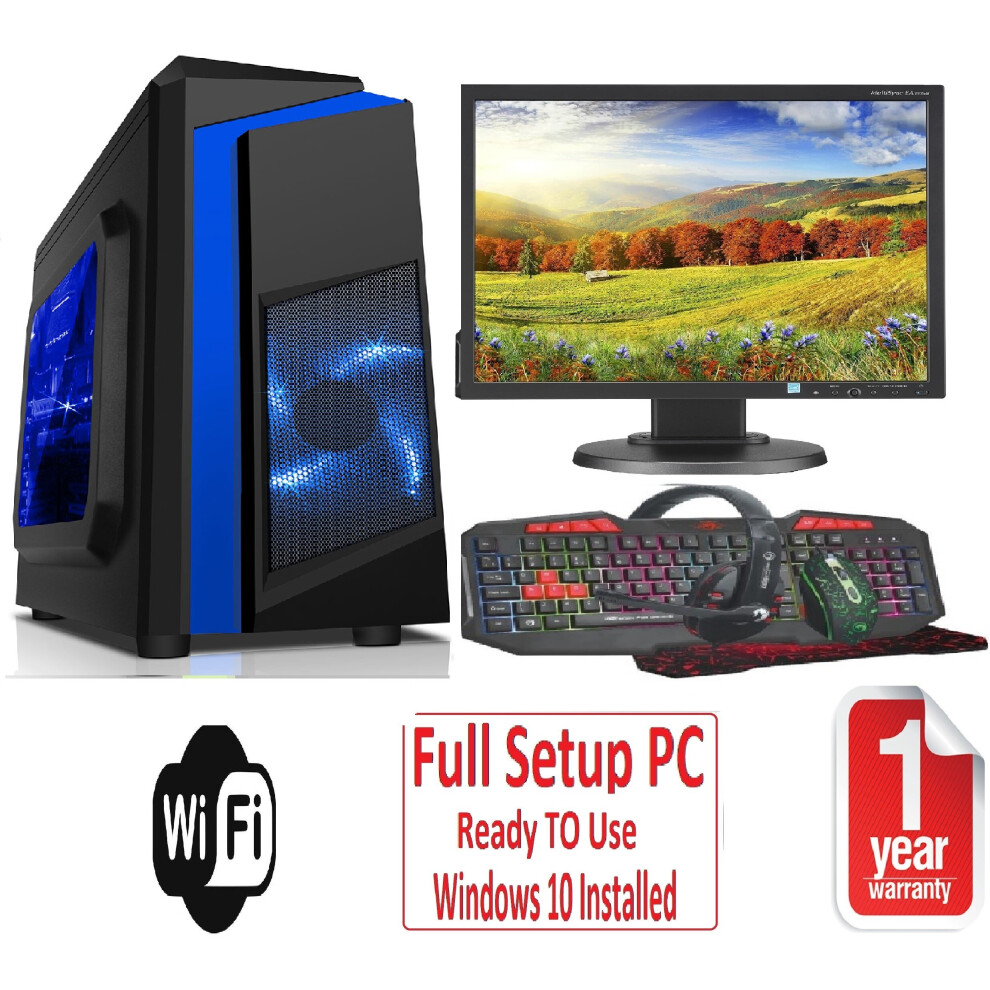 Computek Fast Gaming Pc Bundle - I5 8Gb Ram 1Tb Gt710 2Gb - Wifi - Warranty - F3 Blue