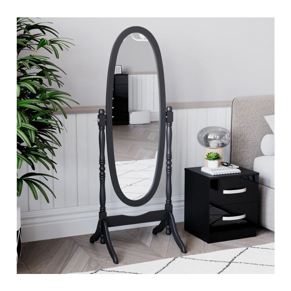 (Black) Nishano Oval Mirror Freestanding Tall Swivel Frame