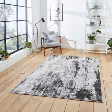 (Grey, 120 x 170 cm) Silver Grey Faded Distressed Rugs Bedroom Living Room Rug Scratched Large Carpet