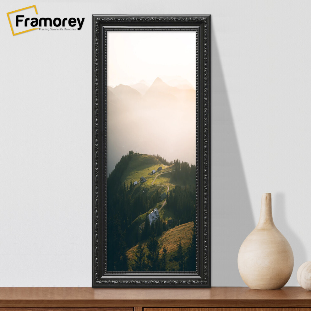 (36x10 Inch) Panoramic Style Black Shabby Chic Photo Frames Picture Frame Antique Style Poster Frame Wall Art Poster Frame