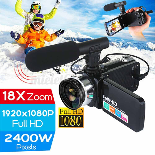 Vlog Camcorder Digital Video YouTube Vlogging Camera Recorder Microphone Lens 1