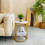 2 Tier Modern Round End Table Sofa Side Sintered Stone Desk 8
