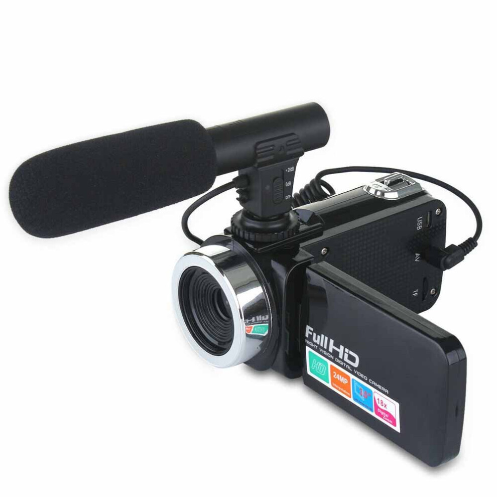 Vlog Camcorder Digital Video YouTube Vlogging Camera Recorder Microphone Lens