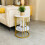 2 Tier Modern Round End Table Sofa Side Sintered Stone Desk 7