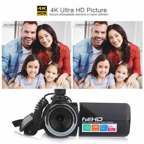 Vlog Camcorder Digital Video YouTube Vlogging Camera Recorder Microphone Lens 2