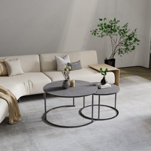 Nesting Coffee End Table Sintered Stone Stacking Side Living RoomTable