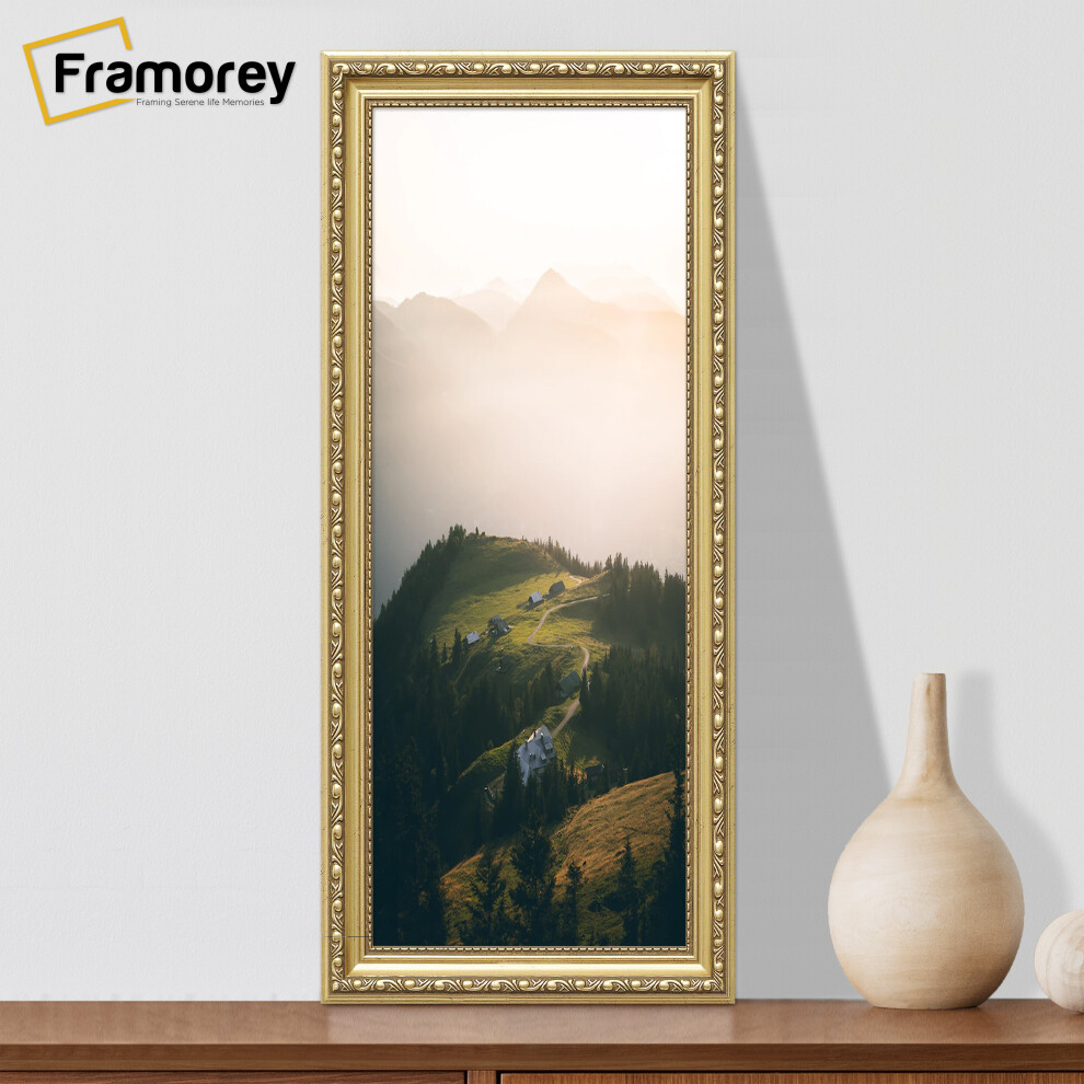 (36x16 Inch) Panoramic Style Gold Shabby Chic Photo Frames Picture Frame Antique Style Poster Frame Wall Art Poster Frame