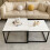 Rectangle Nesting Coffee Side Table Set Living Room Sintered Stone 6