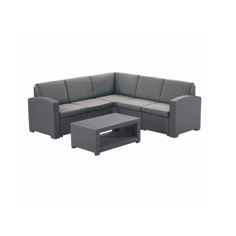Florence 4 Seat Corner Rattan Sofa Collection Graphite W Table GF07968