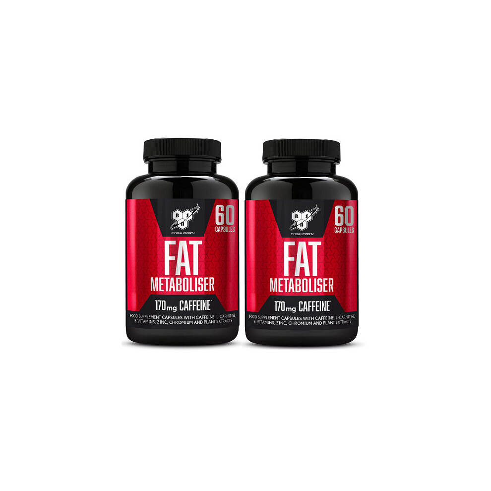 BSN Fat Metaboliser, Food Supplement With Caffeine 2 X 60 Capsules Best Before End May 2022