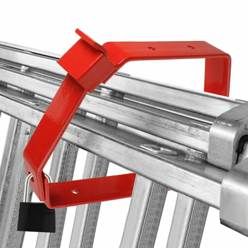 SPARES2GO Universal Lockable Wall Ladder Rack Brackets and Padlock Set (Red) 1