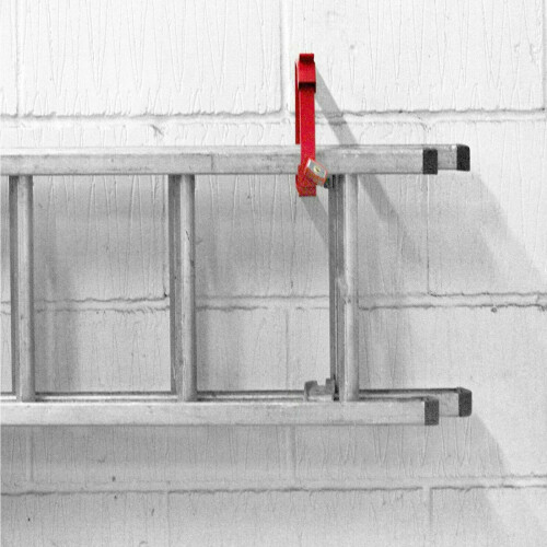 SPARES2GO Universal Lockable Wall Ladder Rack Brackets and Padlock Set (Red) 2