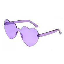 (Purple) 11 Colors Heart Shaped Love Rimless Sunglasses Transparent Candy Color Glasses