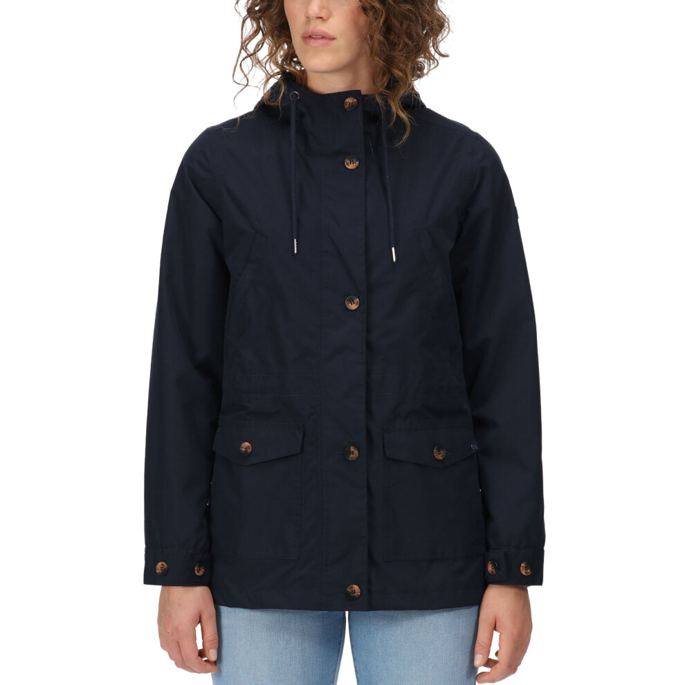 (8, Navy) Regatta Womens Nahla Waterproof Lightweight Hooded Jacket Coat
