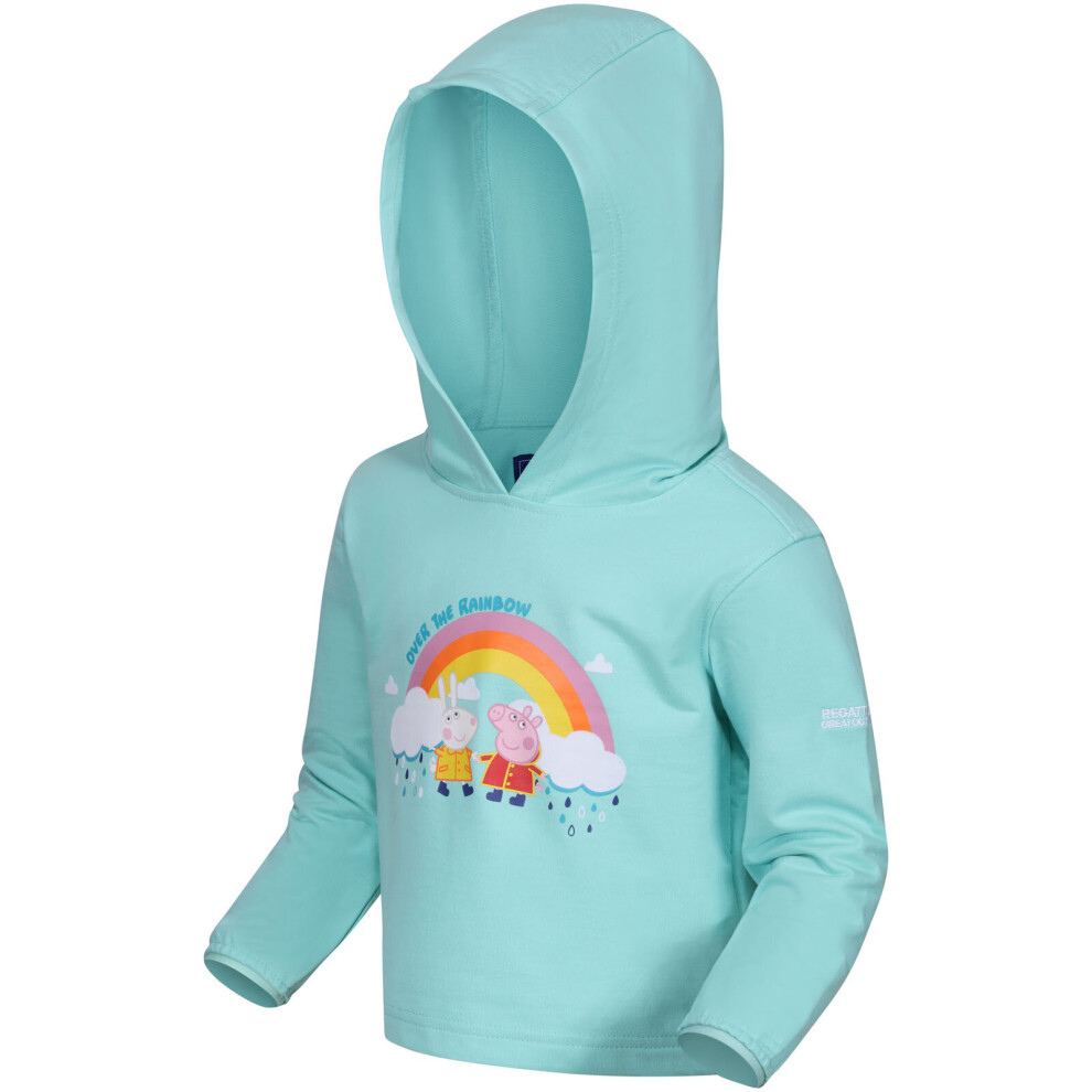 (6-12M, Aruba Blue) Regatta Kids Peppa Pig Graphic Print Pullover Sweatshirt Hoodie Top - Aruba Blue