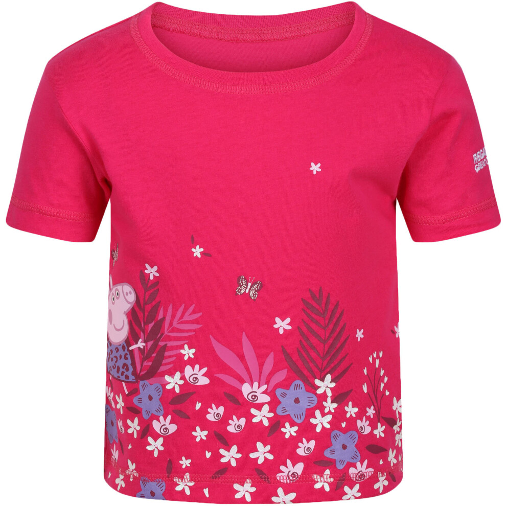 (12-18M, Pink) Regatta Kids Peppa Pig Printed Short Sleeve Crew Neck Summer T-Shirt Tee Top