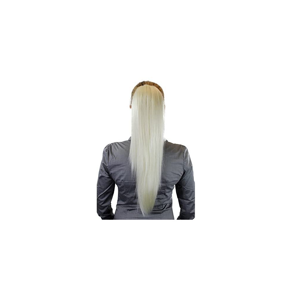 Wig Me Up Unisex Silver Hairpiece Ponytail Extension Very Long Amazing Volume Bright Blond Platinum Straight Wk06-613