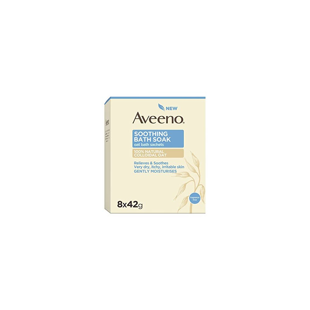 Aveeno, Soothing Bath Soak, Relieves Very Dry Itchy Irritable Skin, with 100 % Natural Colloidal Oat, 42 g x 8 sachets
