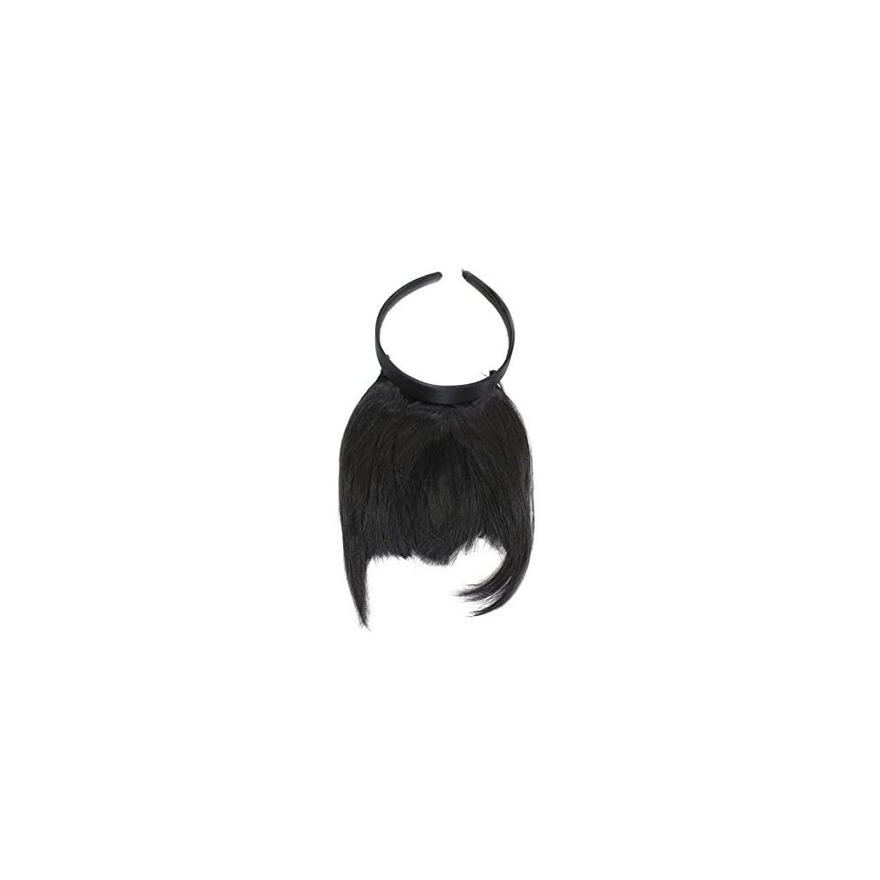 Wig Me Up Unisex Black Hair Piece Clip In Bangs Fringe With Hair Circlet Long Framing Strands Synthetic Fiber Ha071t-1B