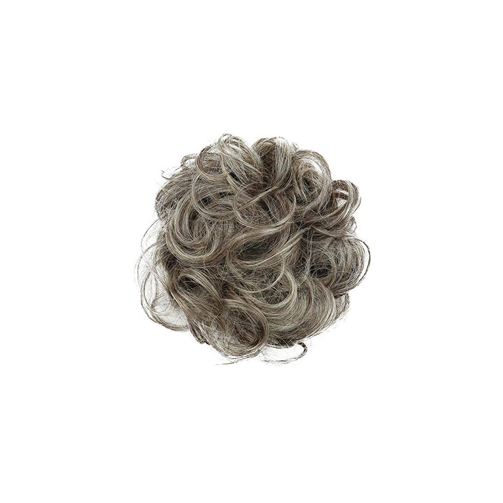 Caisha Unisex Grey Prettyshop Hairpiece Scrunchy Updo Bridal Hairstyle Voluminous Wavy Messy Bun Gray Blond Mix G21a