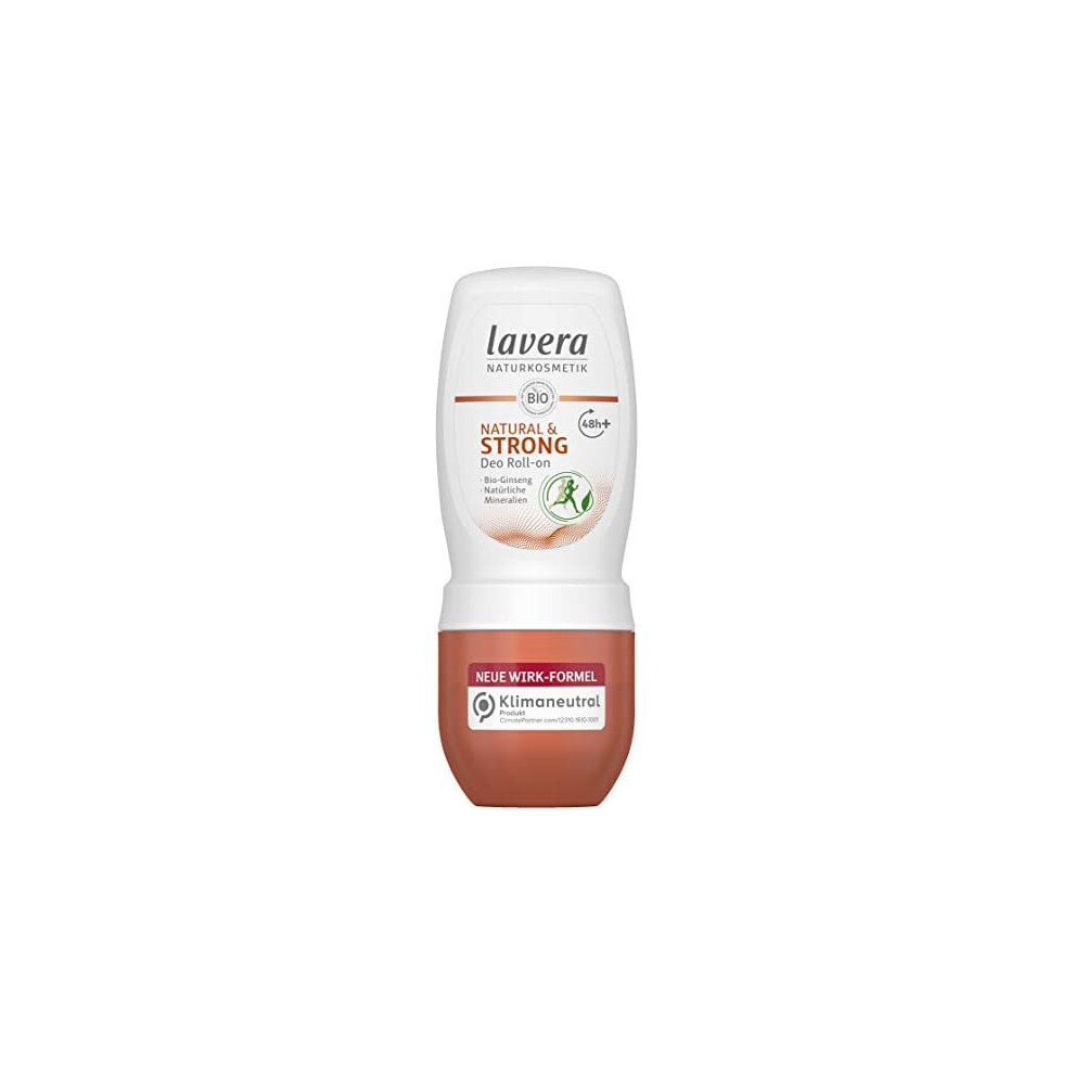 Lavera Roll-On Deodorant Natural & Strong 48+ H - Vegan - Natural Cosmetics - Organic Ginseng & Natural Minerals - No Aluminium - Reliably Protec