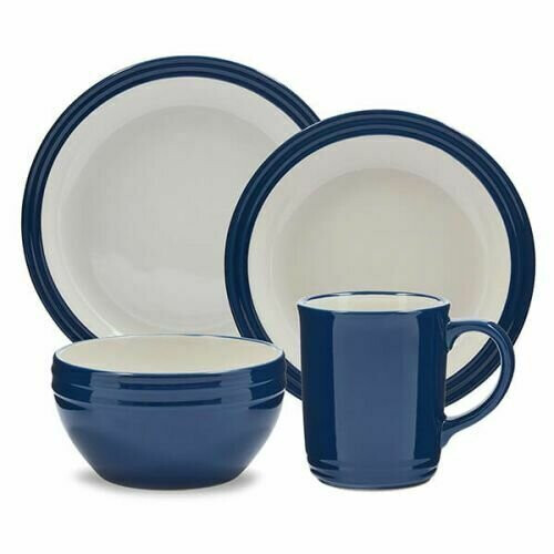 Tower Stylish 16Pc Blue & White Barbary & Oak Foundry Dinnerware Set Tableware Kitchen