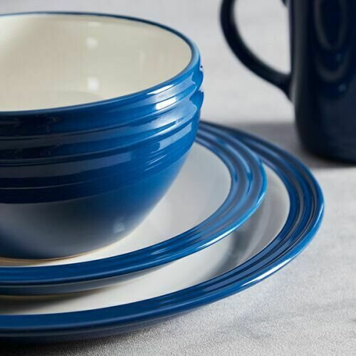 Tower Stylish 16Pc Blue & White Barbary & Oak Foundry Dinnerware Set Tableware Kitchen 1