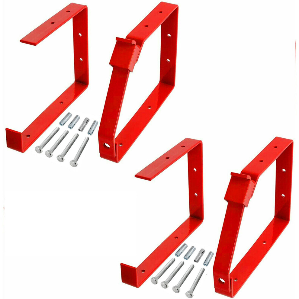 Universal Lockable Steel Wall Ladder Storage Rack Brackets (2 Pairs)