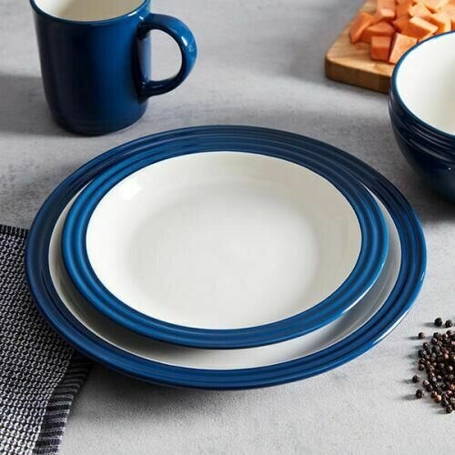 Tower Stylish 16Pc Blue & White Barbary & Oak Foundry Dinnerware Set Tableware Kitchen 2