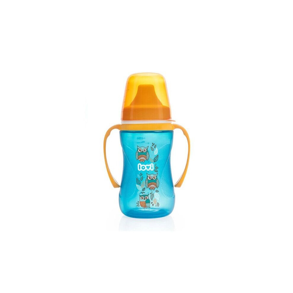 Lovi Non Spill Cup 250ml Folky Turquoise Toddler Trainer Sippy Cup with Soft Silicone Spout and Ergonomic Handles for Easy Drinking