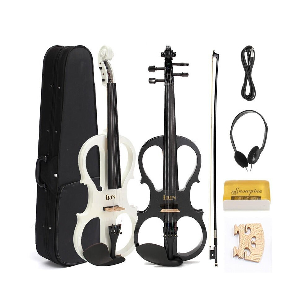 (Black) 4/4 Electric Violin with Headphone Gig Bag Bow Cable for Beginner