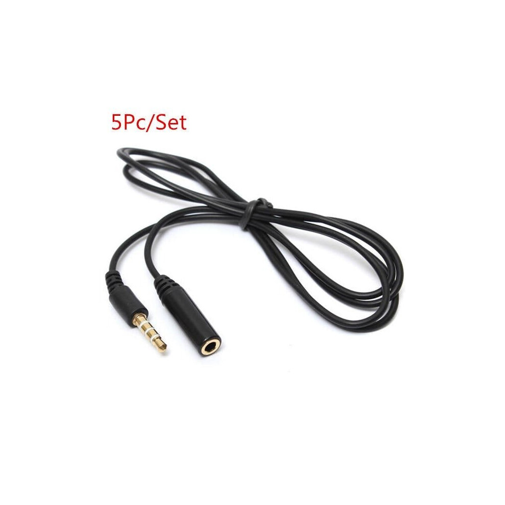 5Pc/Set 3.5mm 4 Pole Jack Male to Female Earphone Headphone Audio Extension Cable 1M 3Feet