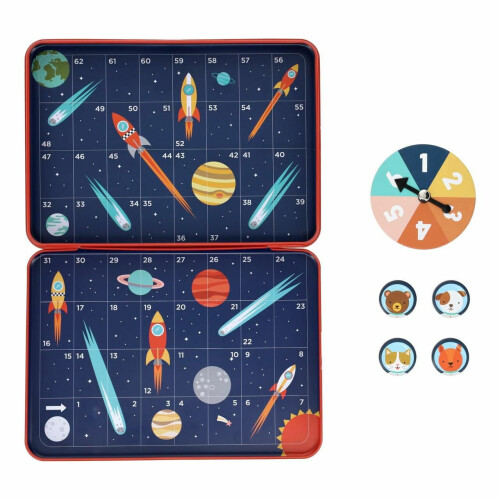 Gioco di Viaggio Magnetico - Piccolo Collage - Corsa con Razzi - Tema Spaziale - 2-4 Giocatori