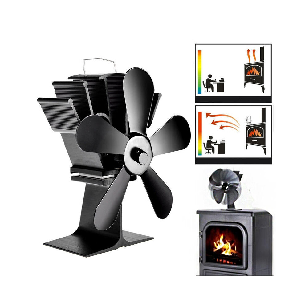 8.8inch 5 Blades Fireplace Fan Wood Burner Stove Thermal Heat Power Fan