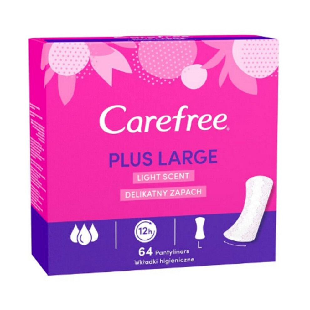 2 x Carefree Plus Large Light Scent Pantyliners 64s Pack (128 Liners)