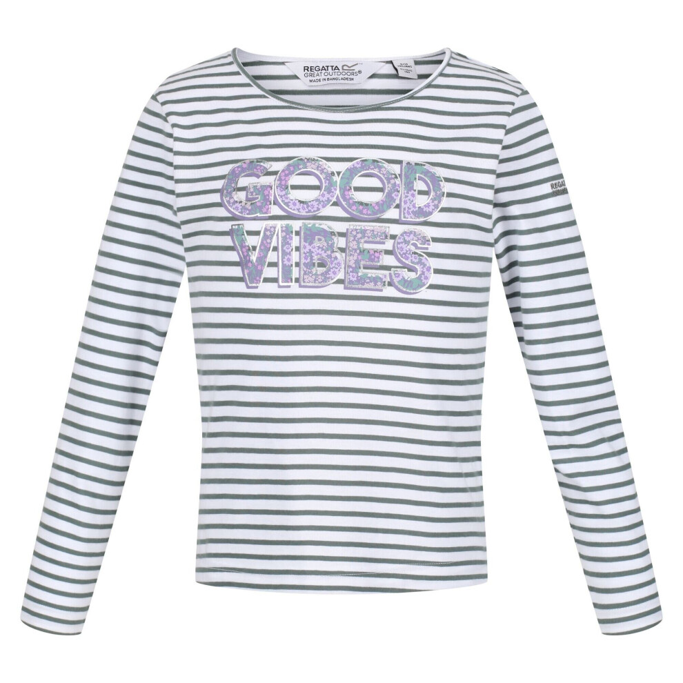 (5-6 Years, Balsam Green) Regatta Childrens/Kids Clarabee Slogan Long-Sleeved T-Shirt