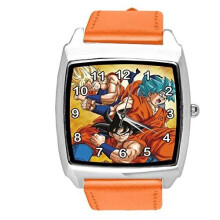 Orange Leather Square Watch for Football Fans