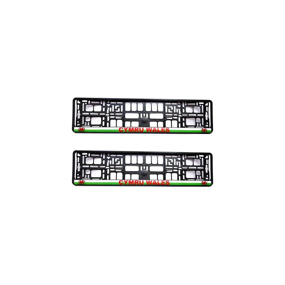 Pair (2Pcs) Taport Wales Welsh Flag Pure Doming Car Registration License Number Plate Surround Holder Frame Surround Black 5056495503705