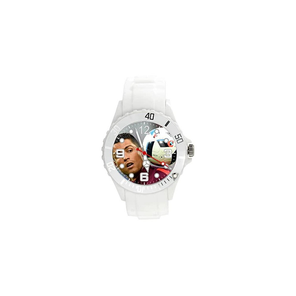 White Silicone Quartz Watch for Football Fans