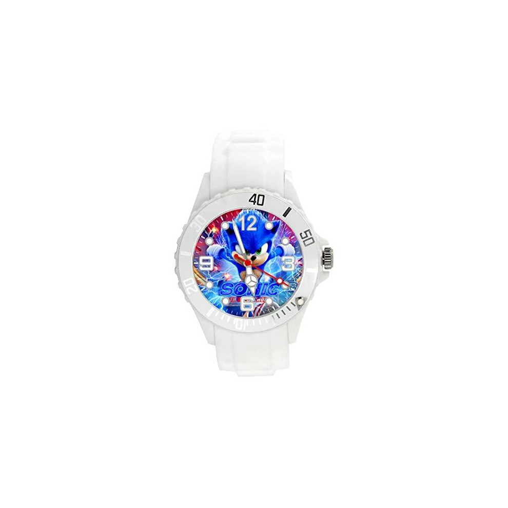 White Silicone Quartz Watch for Fans of Sonic Hedgehog